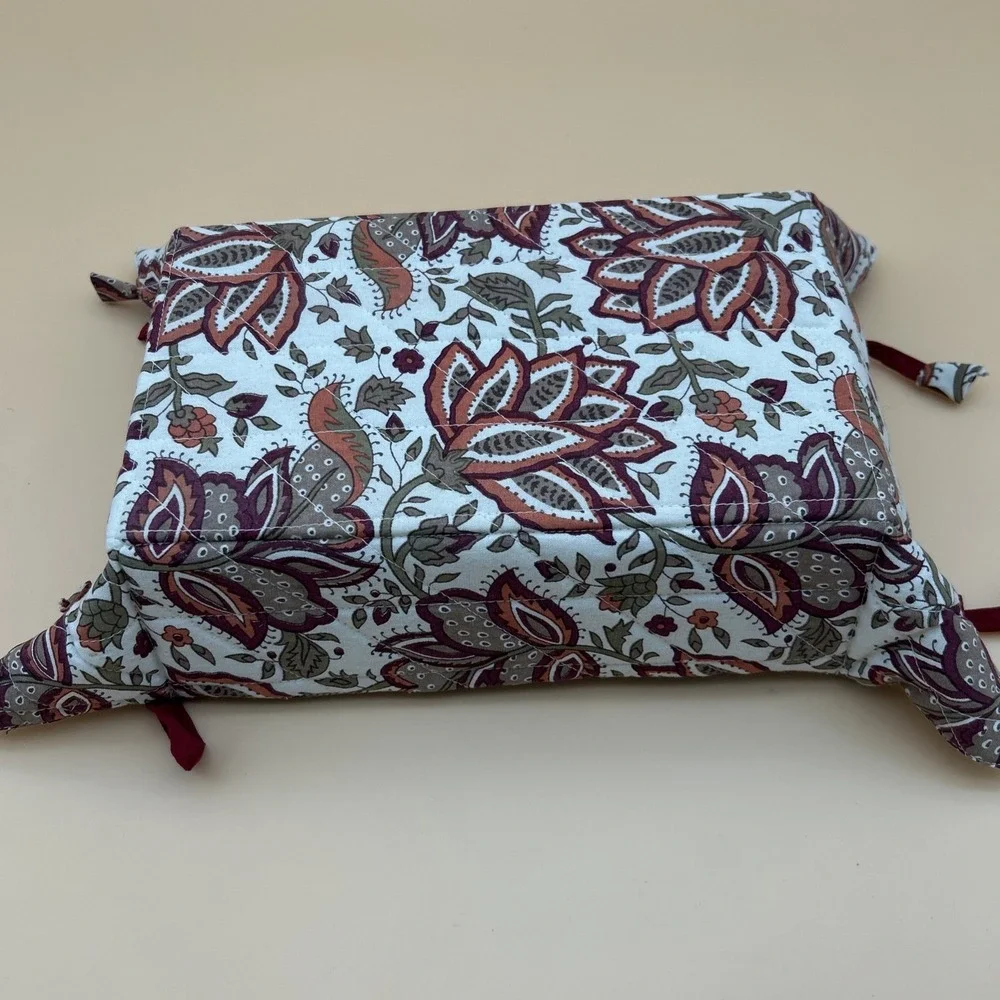 World Market Quilted Basket Red Paisley And Stripe Print With Ties
